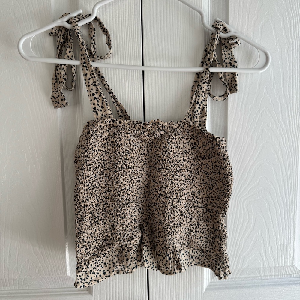Spotted Beige Tie Top